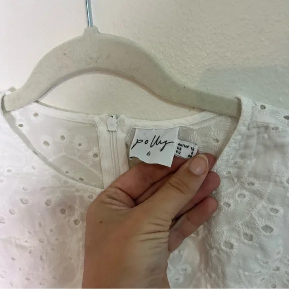 Princess Polly white Ruffle sleeve belt eyelet dress - Picture 4 of 8